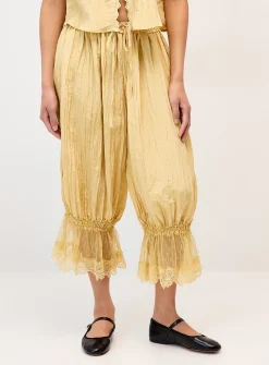 Satiny crinkled-finish bloomer pant