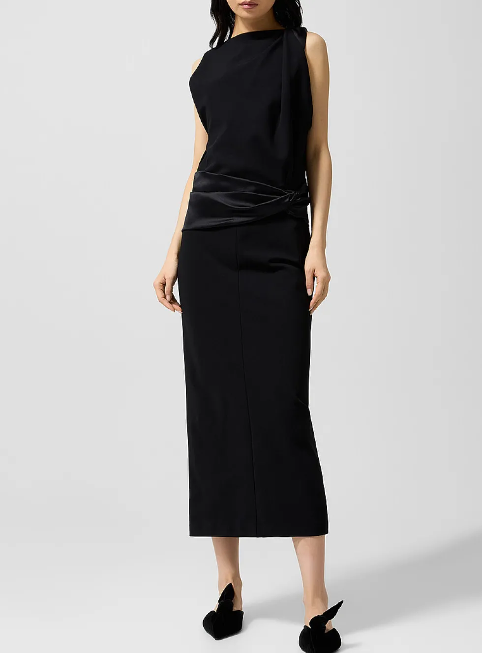 Satiny detail jersey dress