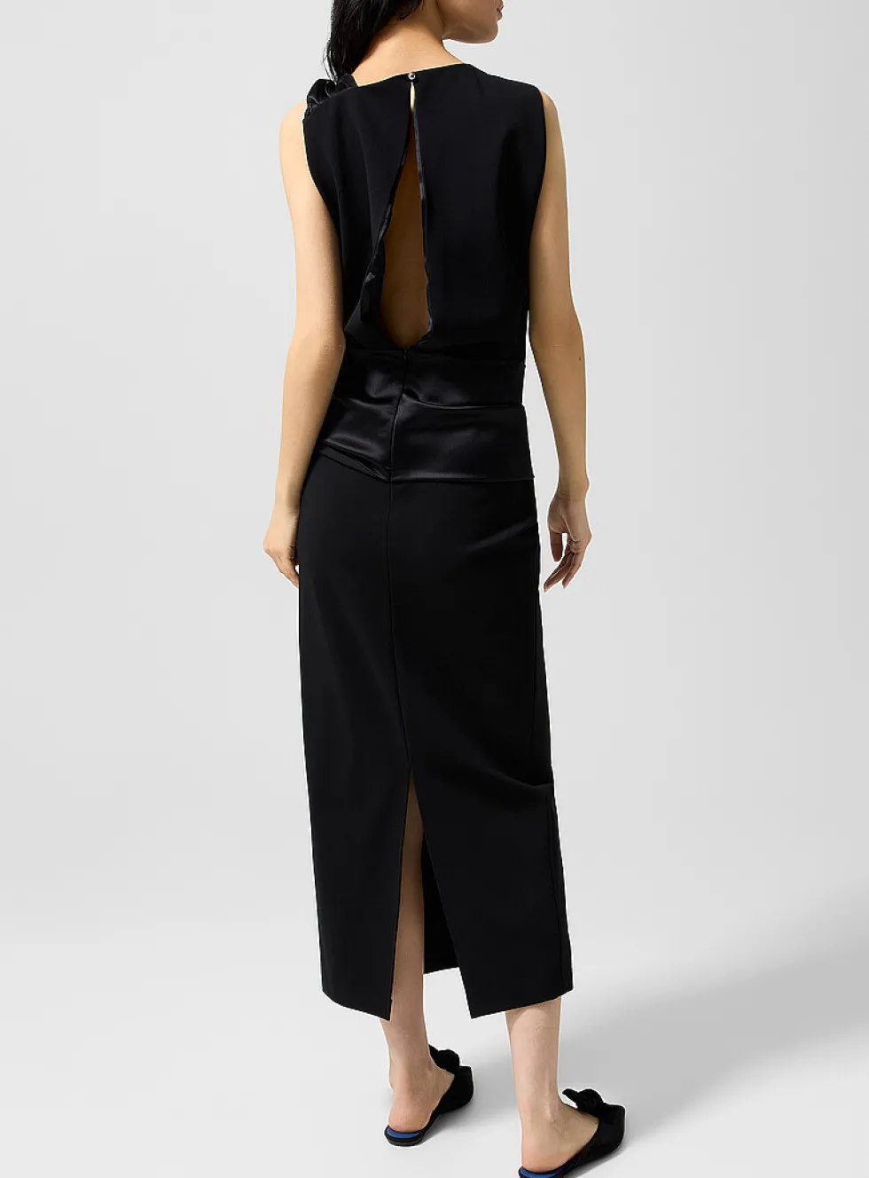 Satiny detail jersey dress
