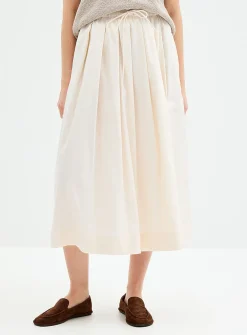 Satiny drawcord-waist skirt