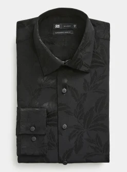 Satiny foliage fluid shirt