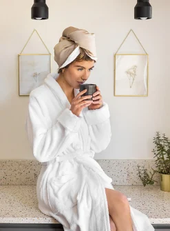 Satiny hair towel