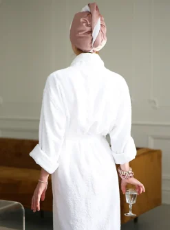 Satiny hair towel