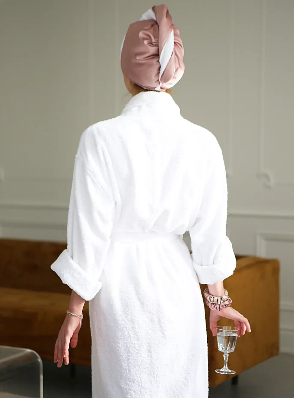 Satiny hair towel