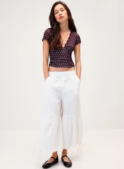 Satiny lace polkadot T-shirt