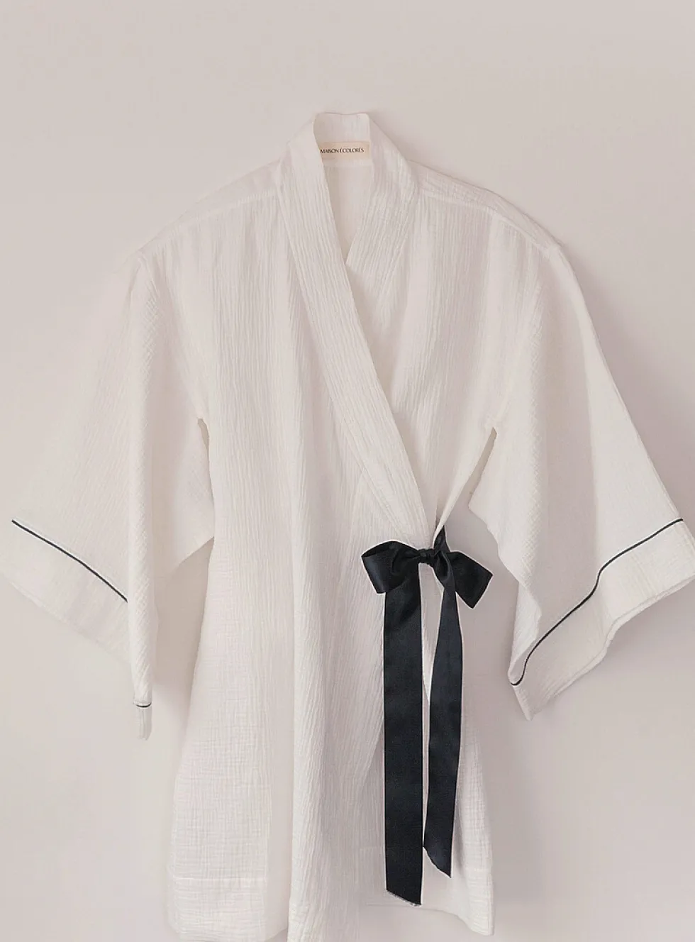 Satiny loop waffled cotton robe