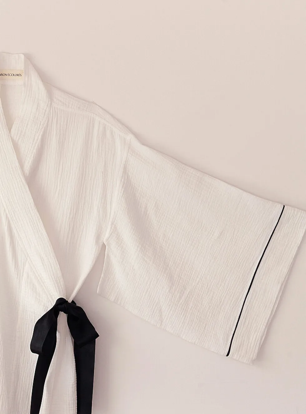Satiny loop waffled cotton robe