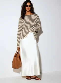 Satiny maxi skirt