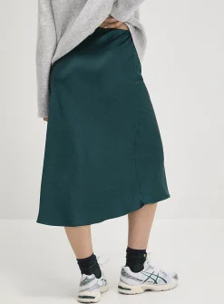 Satiny midi skirt