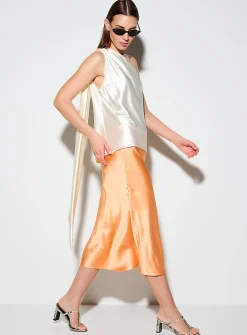 Satiny midi skirt
