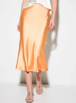 Satiny midi skirt