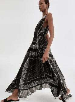 Satiny paisley drawstring dress