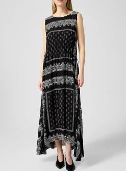 Satiny paisley drawstring dress