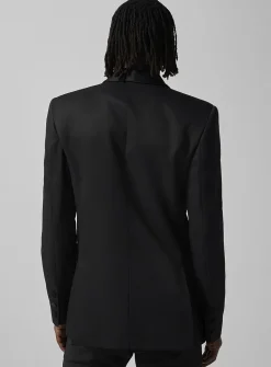 Satiny shawl collar tuxedo jacket