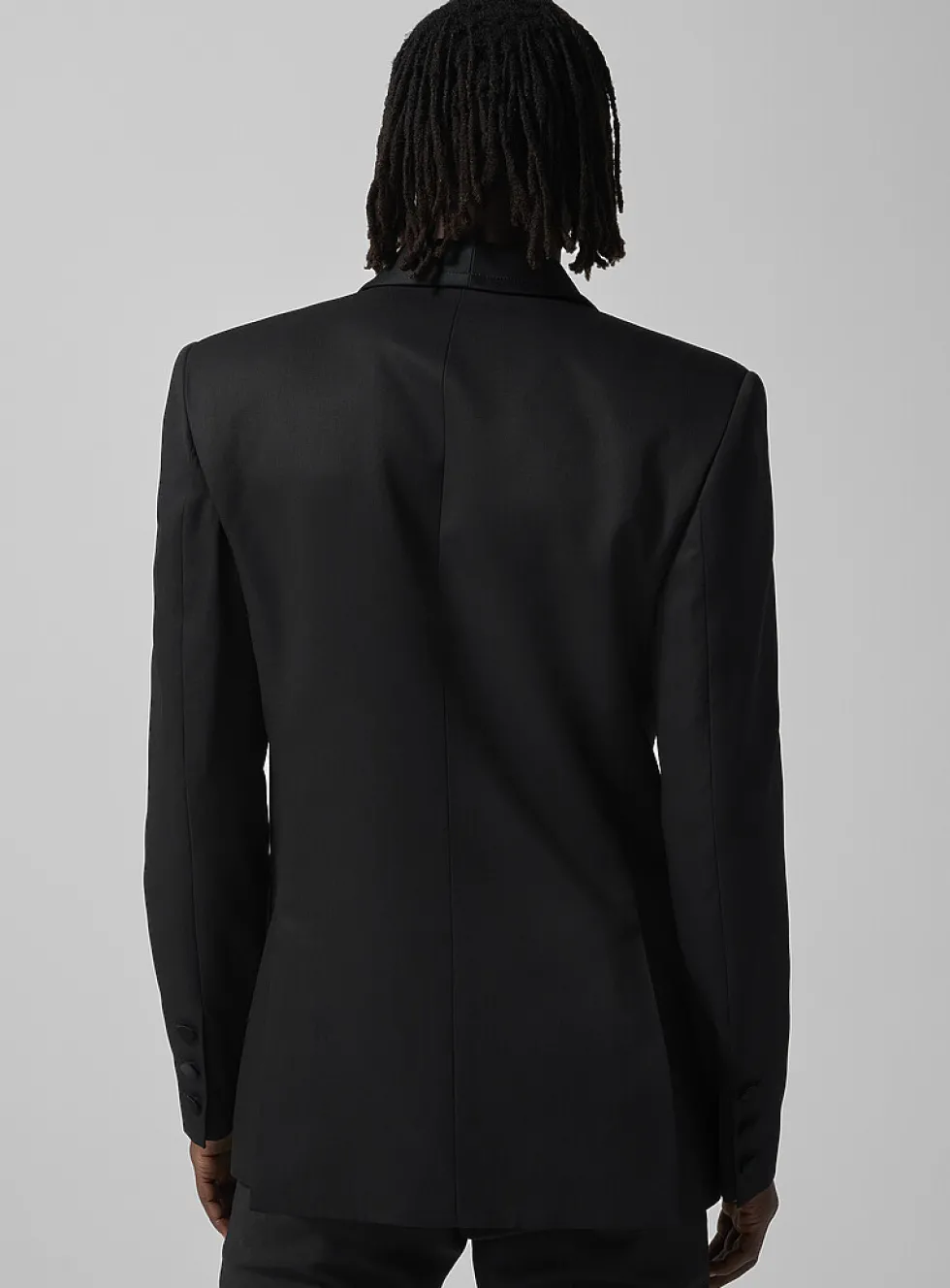 Satiny shawl collar tuxedo jacket