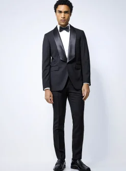 Satiny shawl collar tuxedo jacket