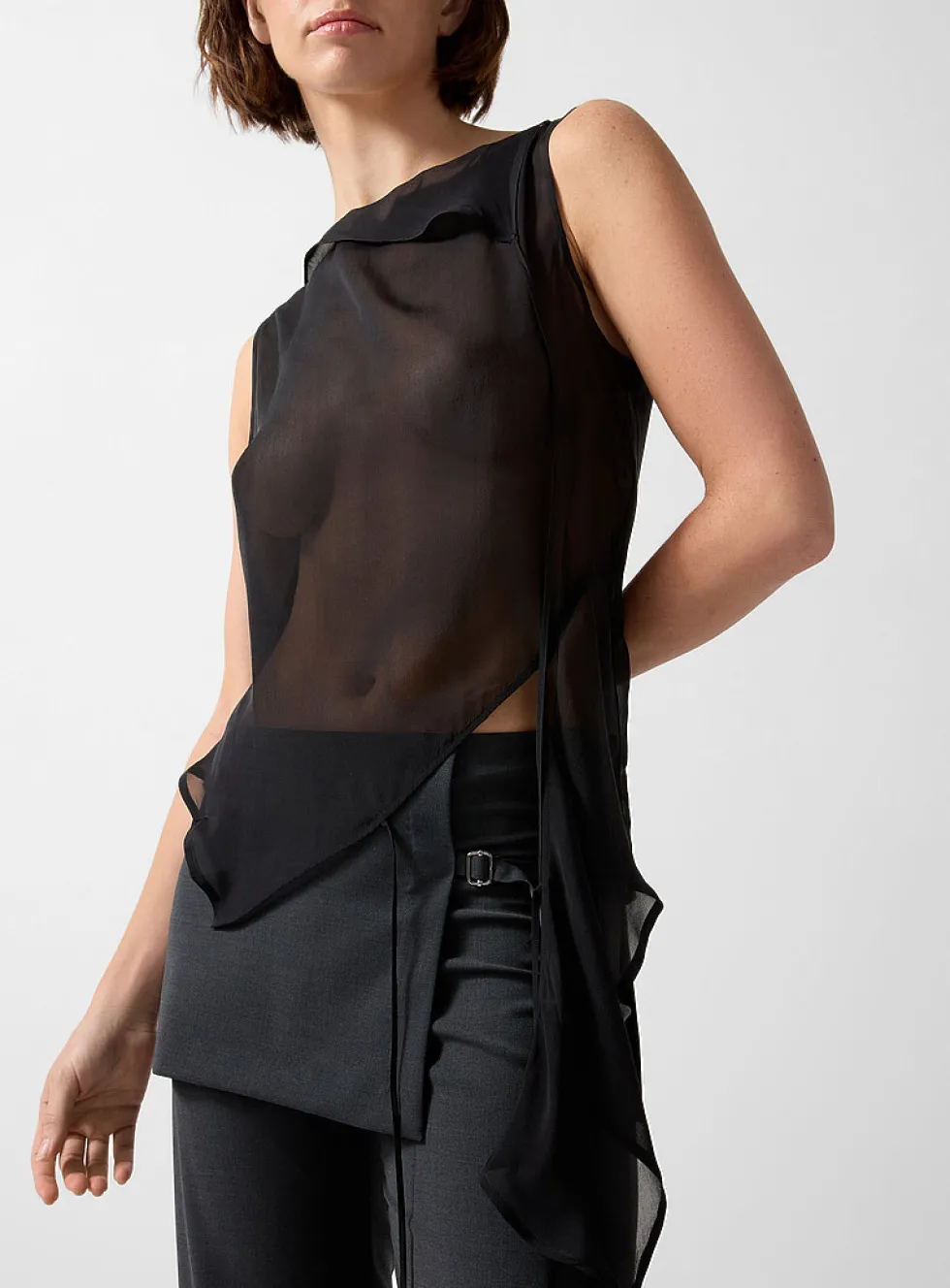 Sato asymmetrical silk blouse