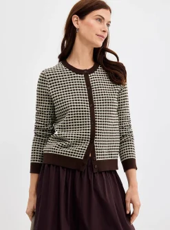 Scale texture fine-knit cardigan
