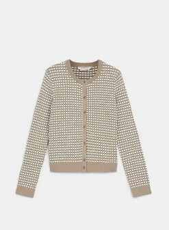 Scale texture fine-knit cardigan