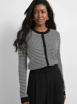 Scale texture fine-knit cardigan