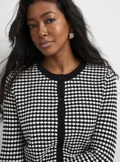 Scale texture fine-knit cardigan