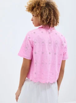 Scalloped collar broderie anglaise shirt