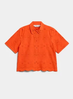 Scalloped collar broderie anglaise shirt