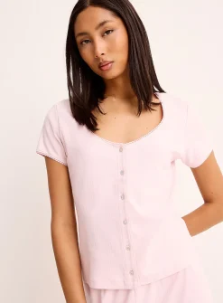 Scalloped edging pointelle knit cardigan
