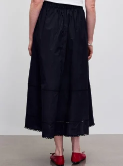 Scalloped trim poplin skirt