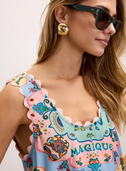 Scalloped-trim minidress