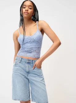Scallpoed lace trim cropped cami