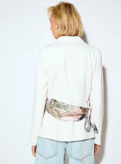 Scarf belt irregular golden button blazer