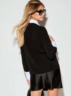 Scarf collar printed shirt