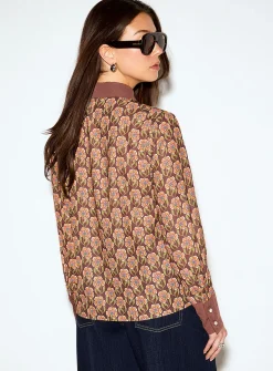 Scarf collar printed shirt