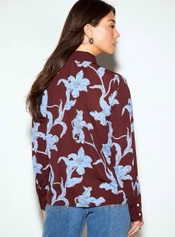 Scarf collar printed shirt