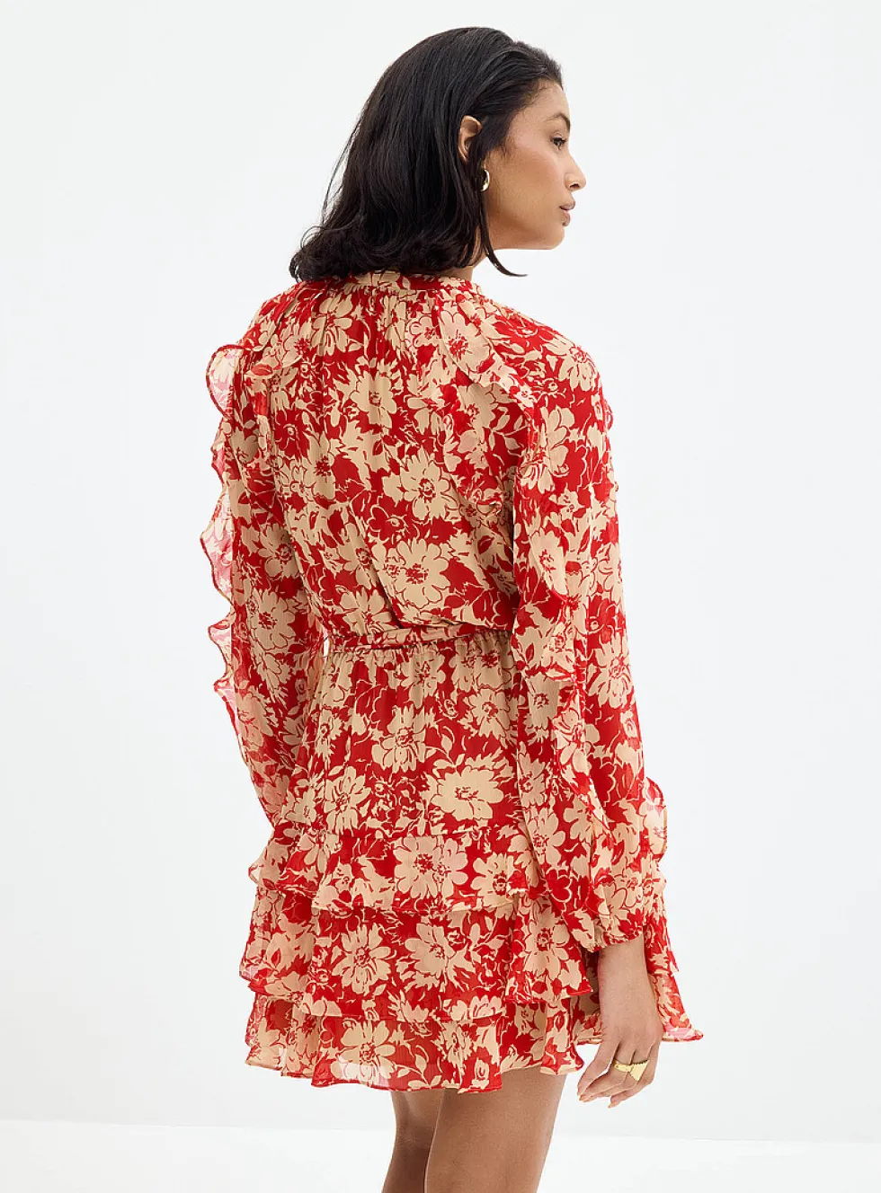 Scarlet garden ruffled dress