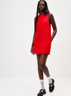 Scoop-back linen-blend dress