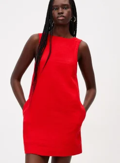 Scoop-back linen-blend dress