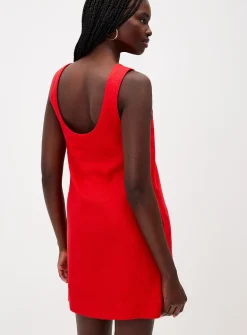 Scoop-back linen-blend dress