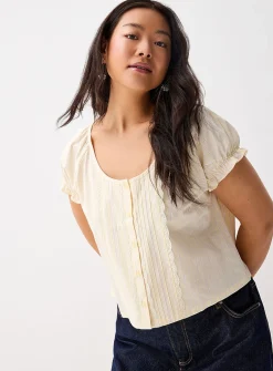 Scoop-neck babydoll blouse