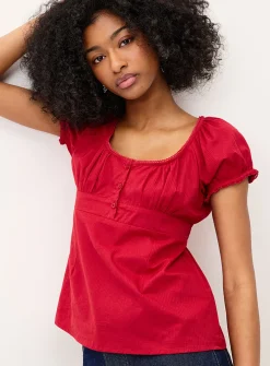Scoop-neck peasant blouse
