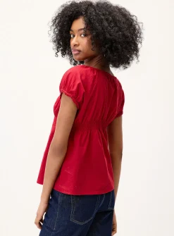 Scoop-neck peasant blouse