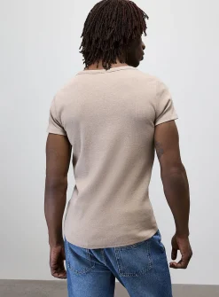 Scoop-neck ribbed jersey T-shirt