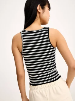 Scoop-neck stripes fitted cami