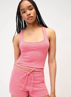 Scoop-neck stripes fitted cami