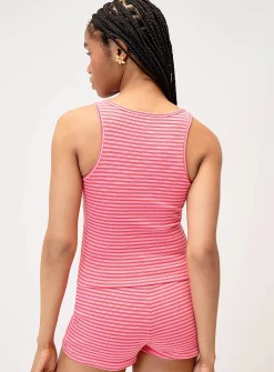 Scoop-neck stripes fitted cami