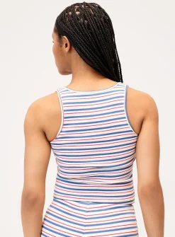 Scoop-neck stripes fitted cami