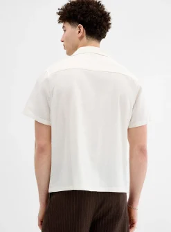 Scribble embroidery camp shirt