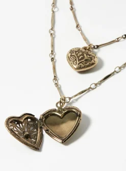 Sculptural heart double-row chain