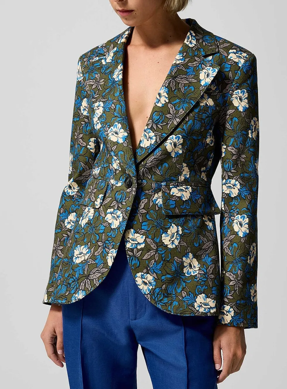 Seam details floral blazer